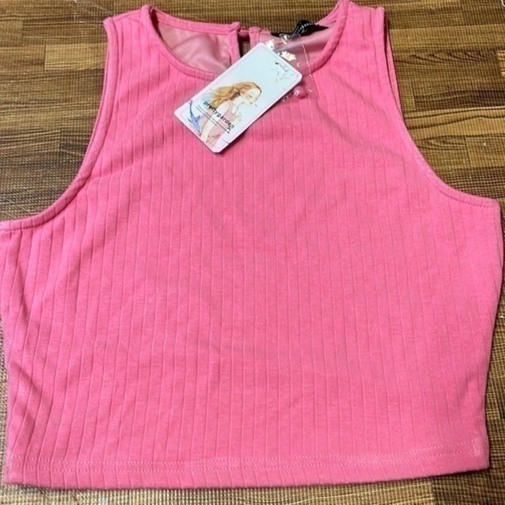 Pretty Garden Women Sleeveless Tank Cropped Midriff Pink Size S